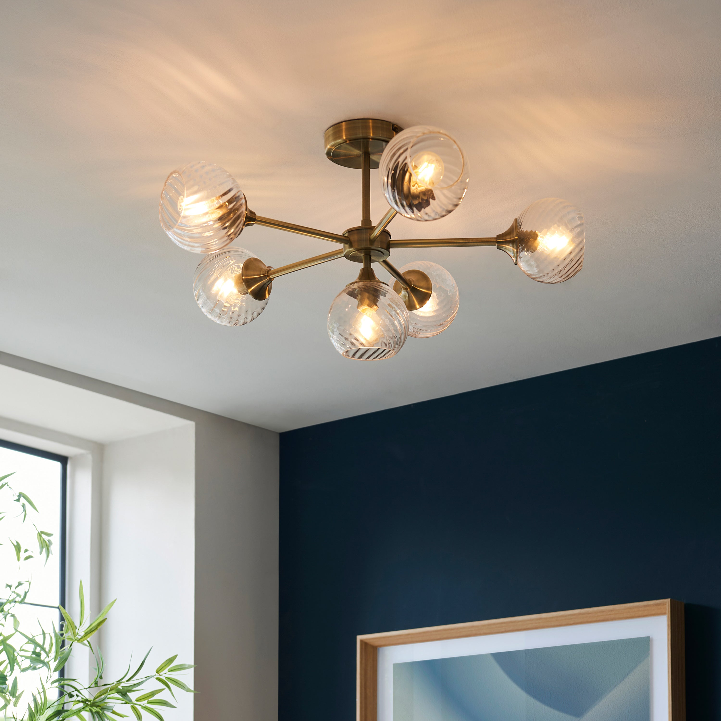 Dakota Antique Brass Ceiling Light | Medium